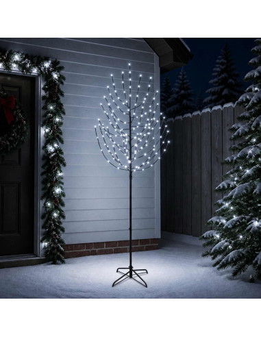 Albero di Natale LED Nero 240 cm Acciaio 220 LED