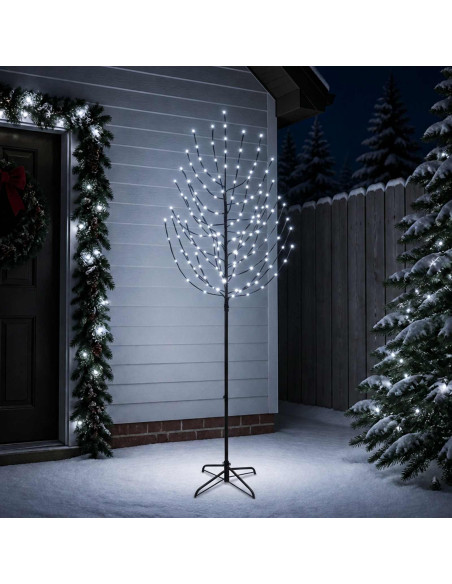 Albero di Natale LED Nero 240 cm Acciaio 220 LED