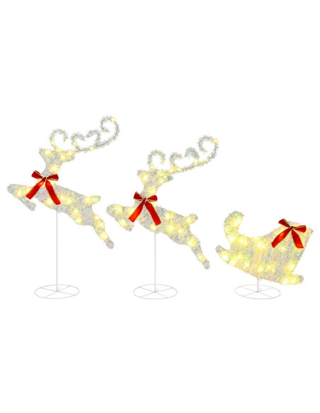 Renna di Natale con slitta 3 pz 72 LED Bianco caldo