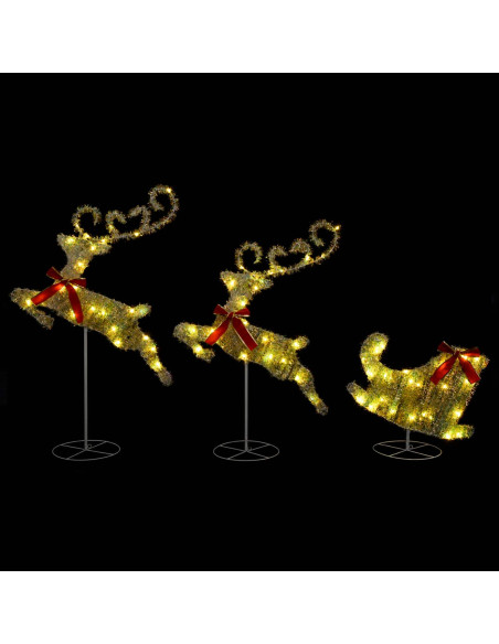 Renna di Natale con slitta 3 pz 72 LED Bianco caldo