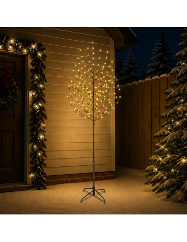 Albero di Natale LED Nero 47 x 240 cm Acciaio 220 LED