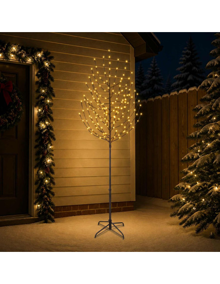 Albero di Natale LED Nero 47 x 240 cm Acciaio 220 LED