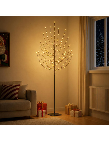 Albero di Natale LED Nero 20 x 20 x 180 cm Acciaio 160 LED