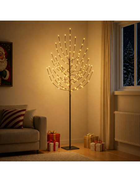 Albero di Natale LED Nero 20 x 20 x 180 cm Acciaio 160 LED
