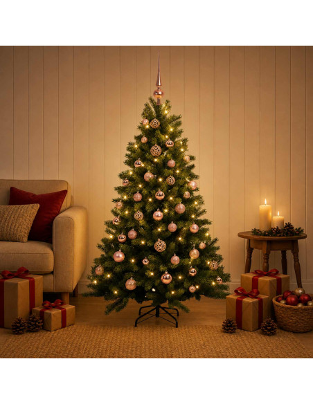 Albero di Natale Artificiale con Palline 150 cm 150 LED