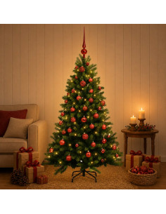 Albero di Natale Artificiale con Palline 150 cm 150 LED