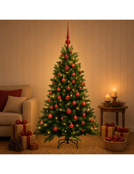 Albero di Natale Artificiale con Palline 120 cm 150 LED