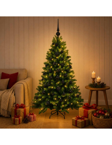 Albero di Natale Artificiale con Palline 150 cm 150 LED