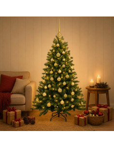 Albero di Natale Artificiale con Palline 150 cm 150 LED