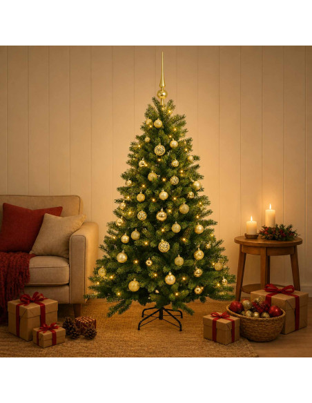 Albero di Natale Artificiale con Palline 150 cm 150 LED
