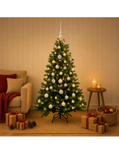 Albero di Natale Artificiale con Palline 120 cm 150 LED