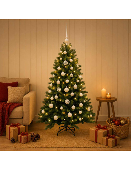 Albero di Natale Artificiale con Palline 120 cm 150 LED