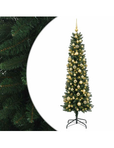 Albero di Natale Artificiale Slim con Palline 180 cm 300 LED 2