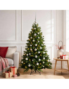 Albero di Natale Artificiale con Palline 120 cm 150 LED