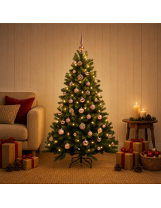 Albero di Natale Artificiale con Palline 120 cm 150 LED