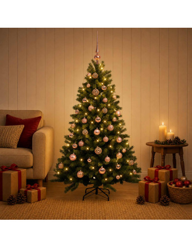 Albero di Natale Artificiale con Palline 120 cm 150 LED