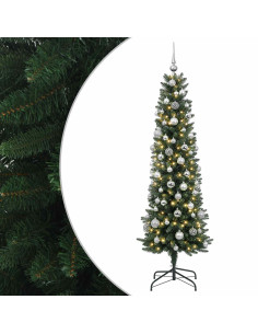 Albero di Natale Artificiale Slim con Palline 180 cm 300 LED 2