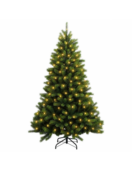 Albero di Natale Artificiale con Rami Pieghevoli 120 cm 150 LED