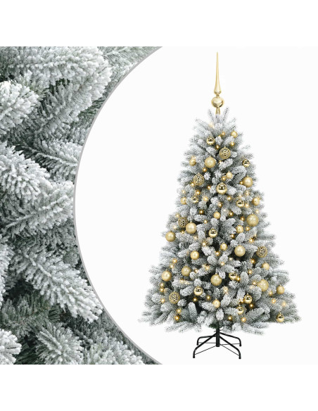 Albero di Natale Artificiale con Palline 150 cm 150 LED