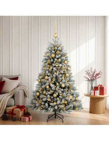 Albero di Natale Artificiale con Palline 150 cm 150 LED