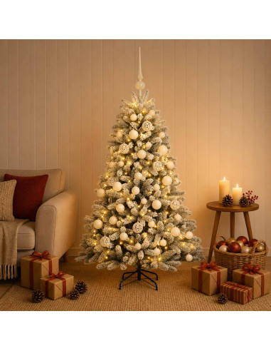 Albero di Natale Artificiale con Palline 150 cm 150 LED