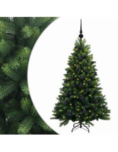 Albero di Natale Artificiale con Palline 150 cm 150 LED 2