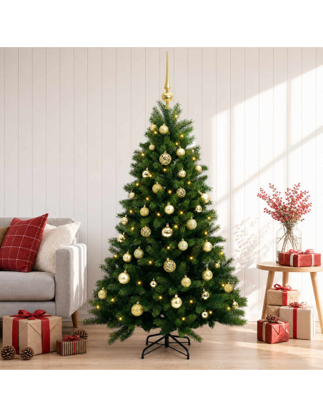 Albero di Natale Artificiale con Palline 120 cm 150 LED