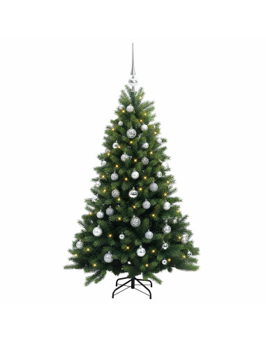 Albero di Natale Artificiale con Palline 150 cm 150 LED