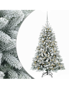 Albero di Natale Artificiale con Palline 150 cm 150 LED 2