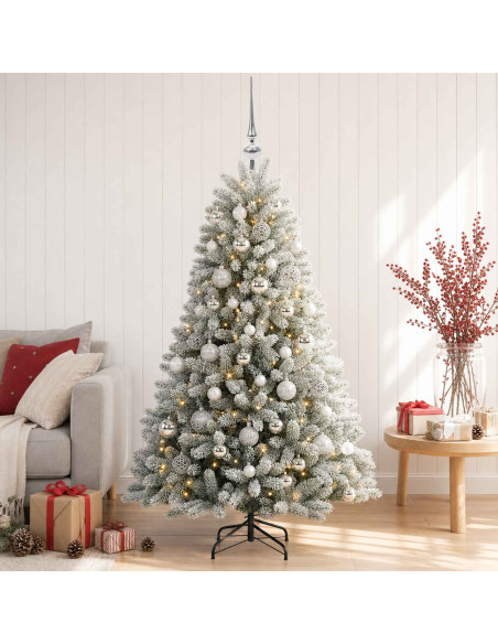 Albero di Natale Artificiale con Palline 150 cm 150 LED