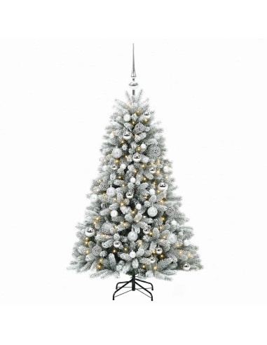 Albero di Natale Artificiale con Palline 150 cm 150 LED