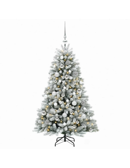 Albero di Natale Artificiale con Palline 150 cm 150 LED