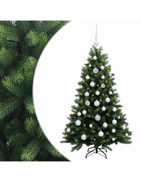 Albero di Natale Artificiale con Palline 120 cm 150 LED