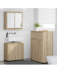 Set di mobili per il bagno con cassetto 3 pcs Rovere Sonoma