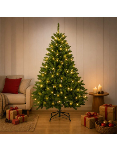 Albero di Natale Artificiale con Rami Pieghevoli 180 cm 300 LED