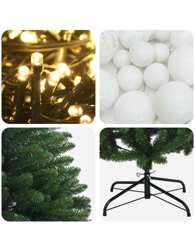 Albero di Natale artificiale verde medio con palline 150 cm