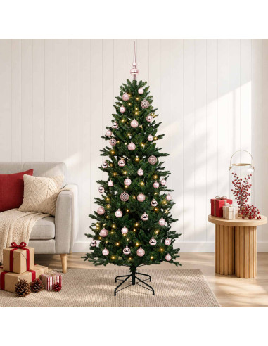 Albero di Natale artificiale con palline 150 cm 150 LED