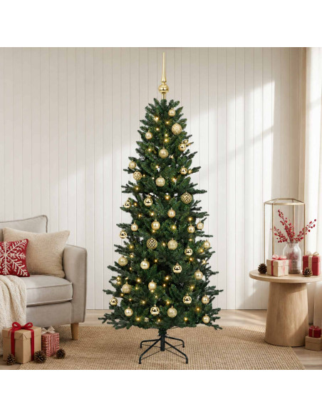 Albero di Natale artificiale con palline 150 cm 150 LED