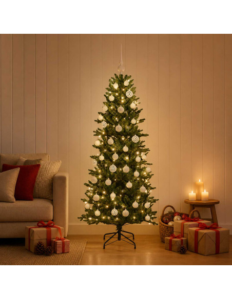 Albero di Natale artificiale con palline 150 cm 150 LED