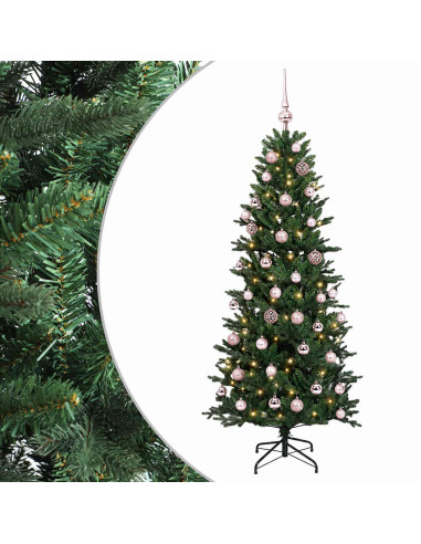 Albero di Natale artificiale con palline 150 cm 150 LED