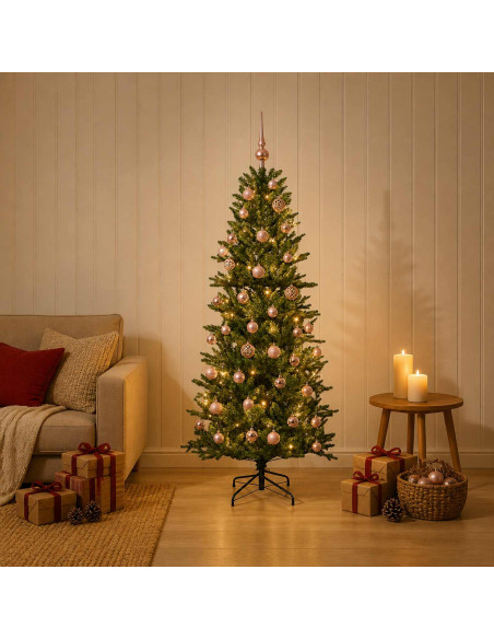 Albero di Natale artificiale con palline 150 cm 150 LED