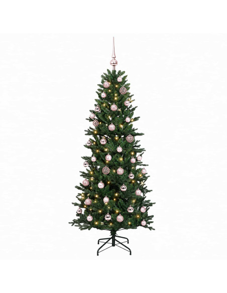 Albero di Natale artificiale con palline 150 cm 150 LED