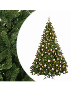 Albero di Natale artificiale verde chiaro con palline 210 cm