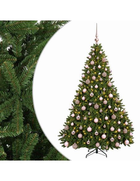Albero di Natale artificiale verde chiaro con palline 210 cm