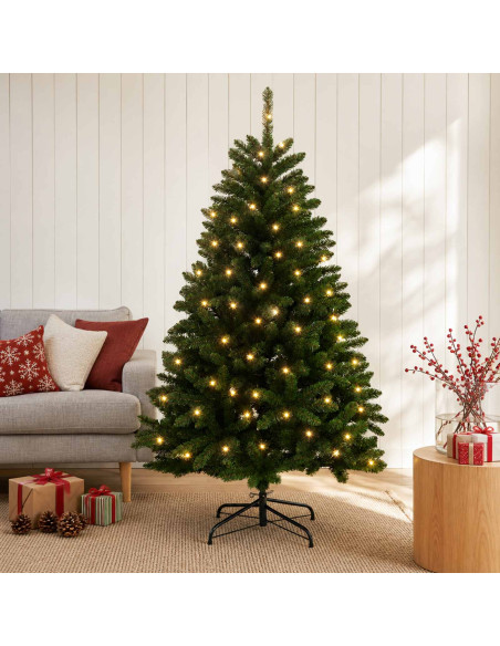Albero di Natale Artificiale con Rami Pieghevoli 120 cm 150 LED