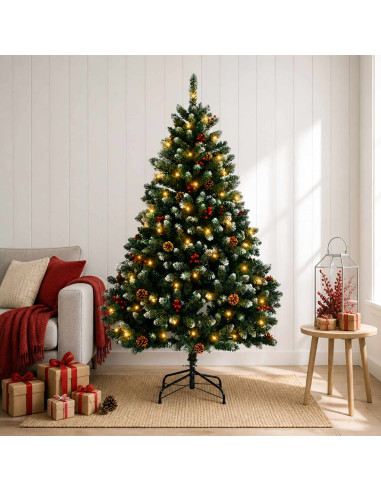 Albero di Natale Artificiale con Rami Pieghevoli 180 cm 300 LED