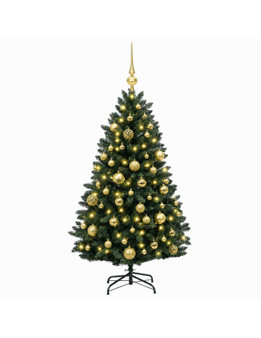 Albero di Natale artificiale verde scuro con palline 150 cm