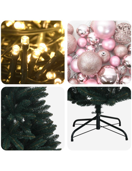 Albero di Natale artificiale verde scuro con palline 150 cm