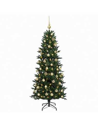 Albero di Natale artificiale con palline 150 cm 150 LED