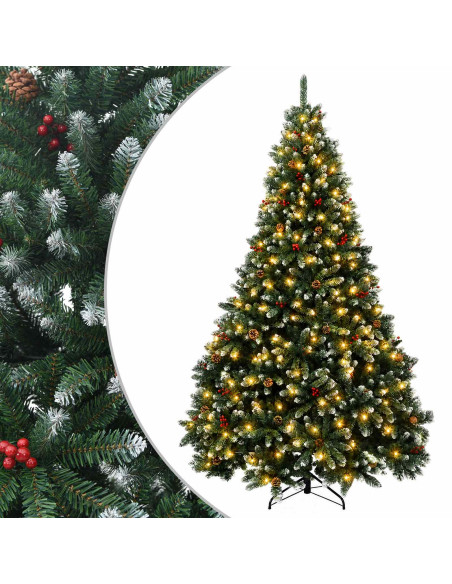 Albero di Natale Artificiale con Rami Pieghevoli 180 cm 300 LED